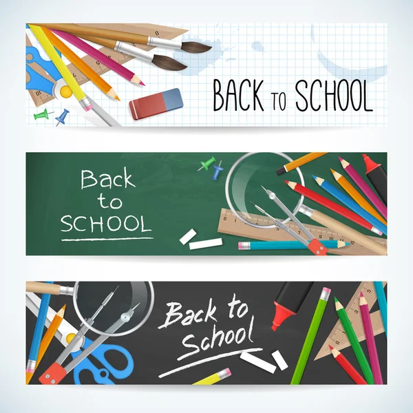 Back to school set vector banner — Stock Vector