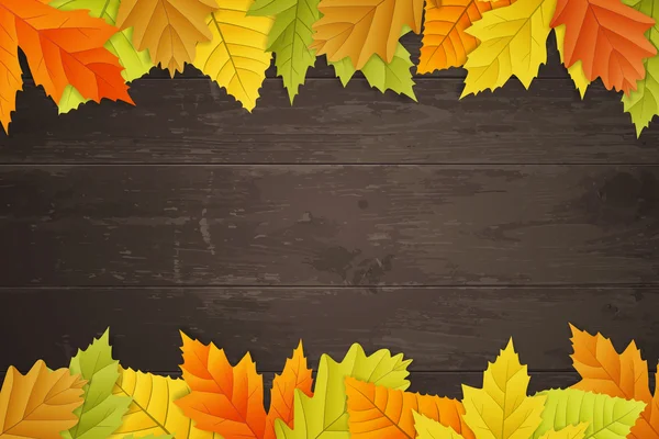 Vector otoño fondo sobre tablero de madera — Archivo Imágenes Vectoriales