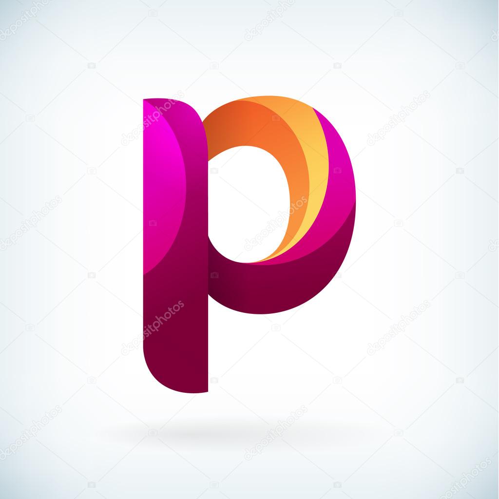 Modern twisted letter p icon design element template
