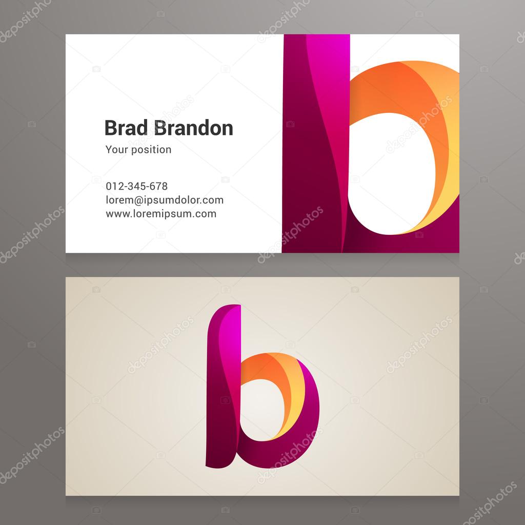 Modern letter B twisted Business card template