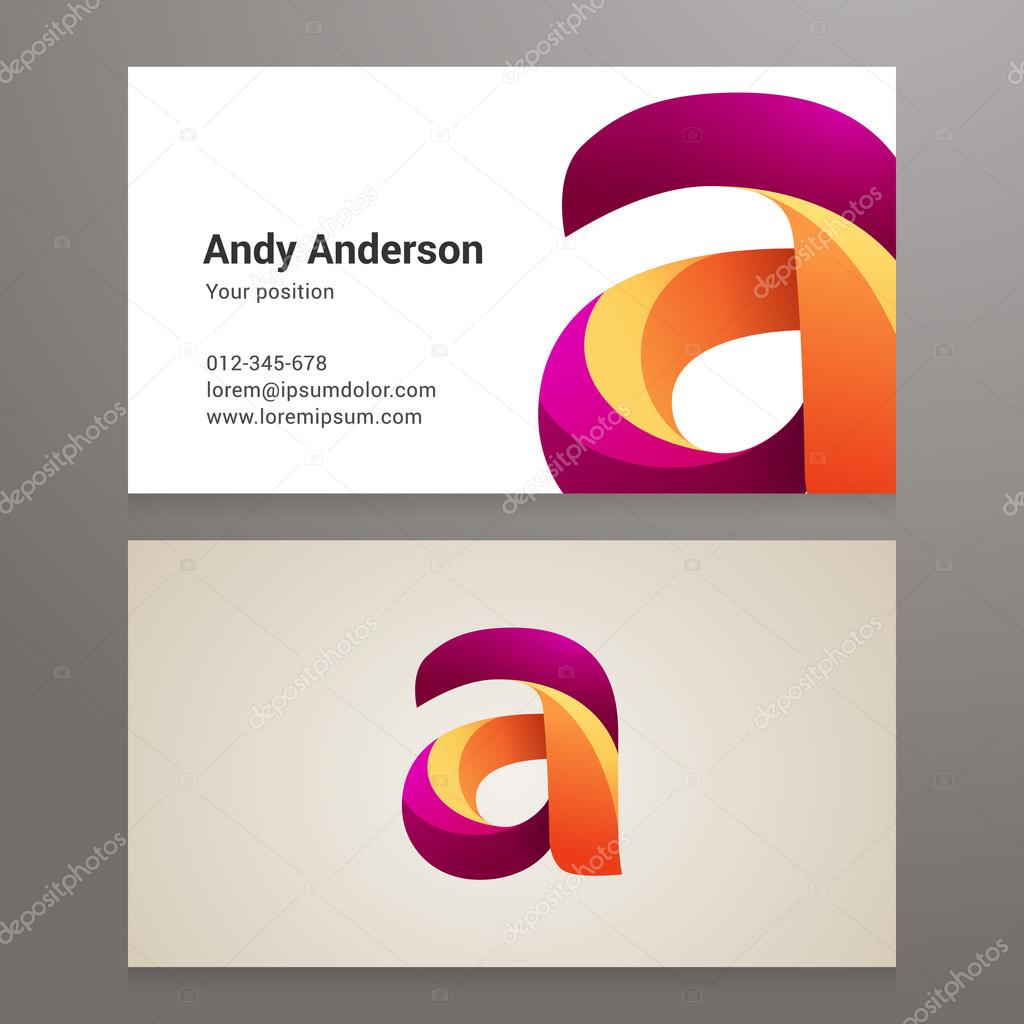 Modern letter A twisted Business card template