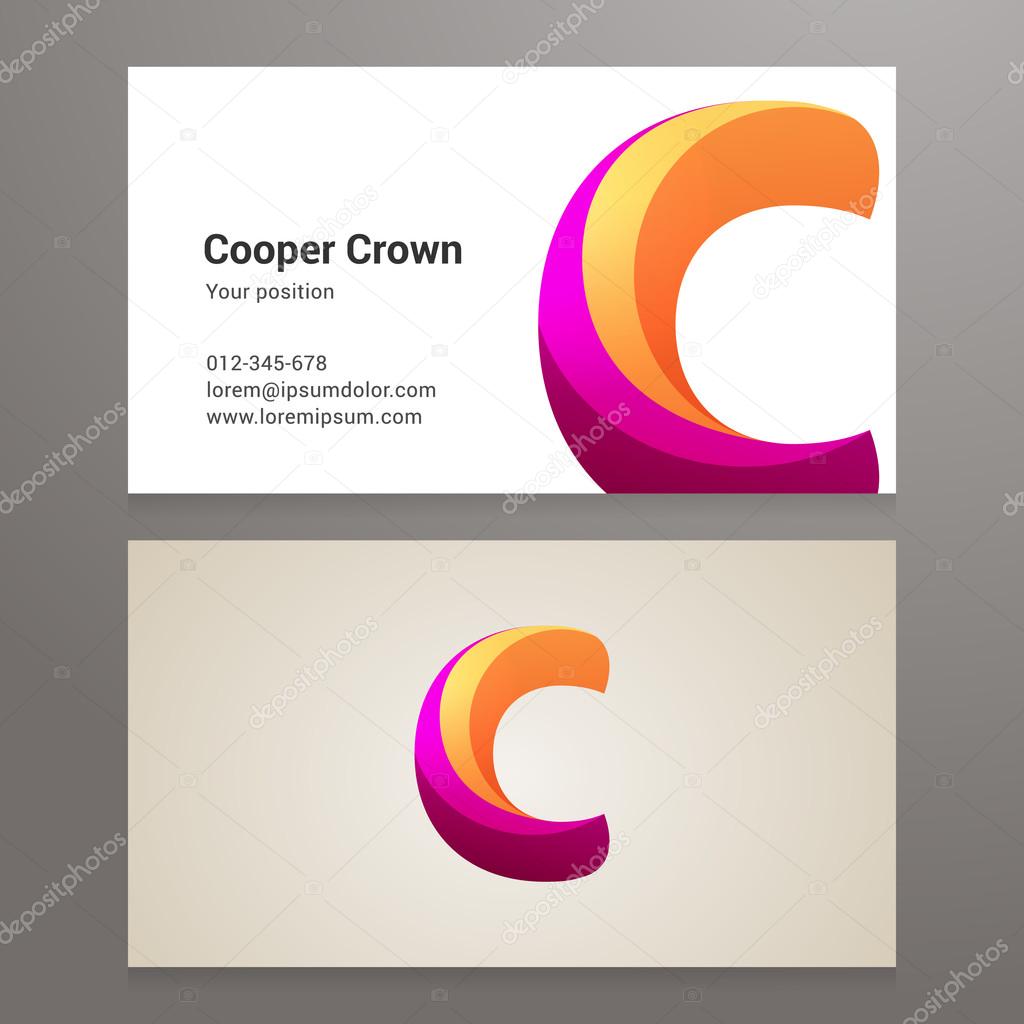 Modern letter C twisted Business card template