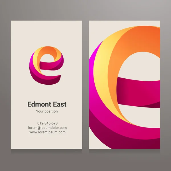 Modern letter E twisted Business card template — Stock Vector