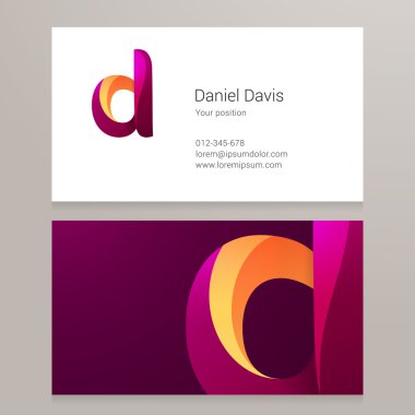 Modern harf D kartvizit şablonu bükülmüş