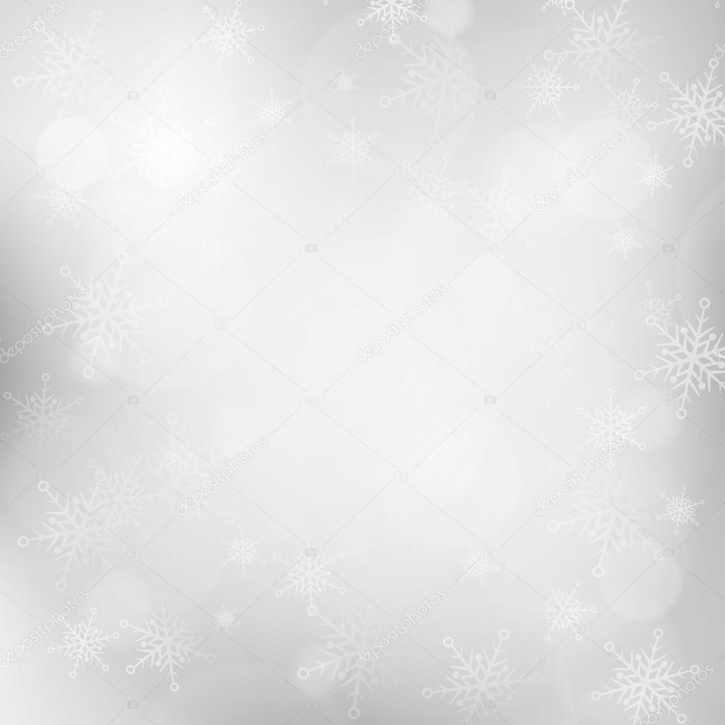 Christmas silver blurred background with snowflakes