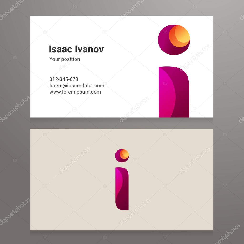 Modern letter i Business card template