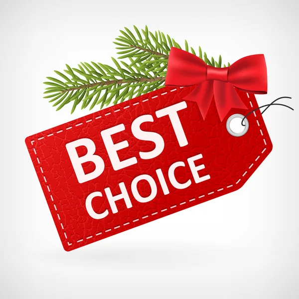 Rood leer prijs Kerstmis etiketten beste keuze — Stockvector