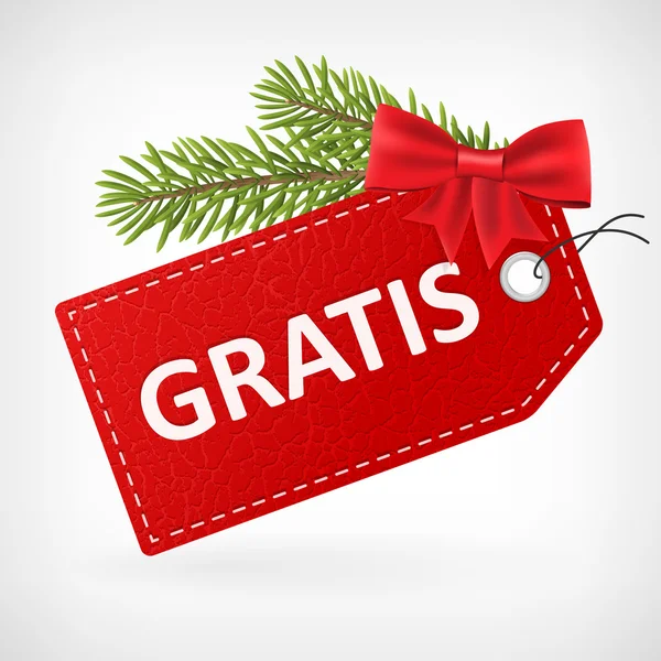 Rotes Leder Preis Weihnachtsetiketten gratis — Stockvektor