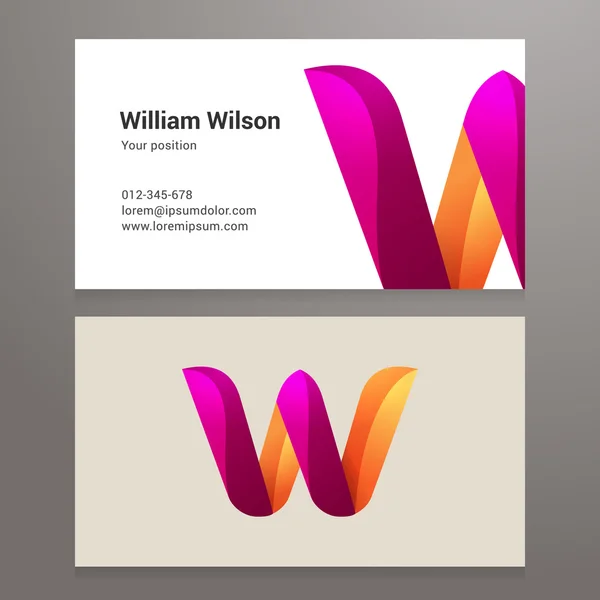 Modern letter w twisted Business card template — Stock Vector