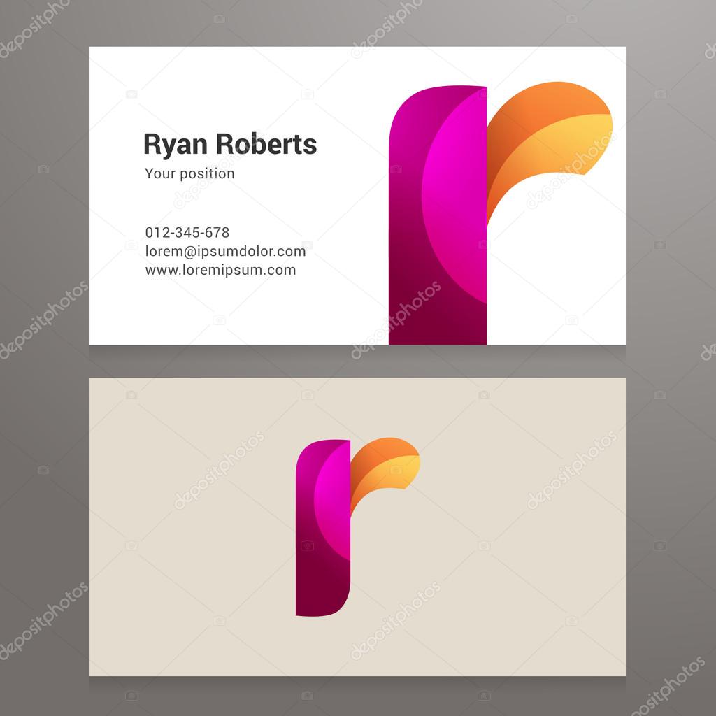 Modern letter r twisted Business card template