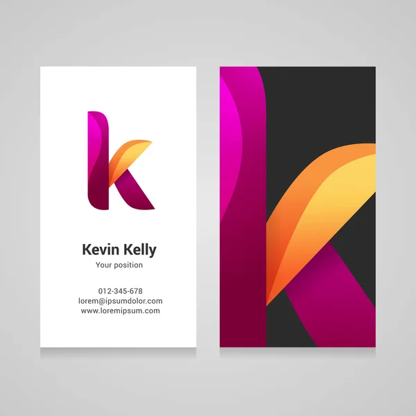 Modern letter k twisted Business card template — Stock Vector