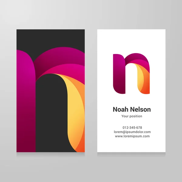 Modern letter n twisted Business card template — Stock Vector