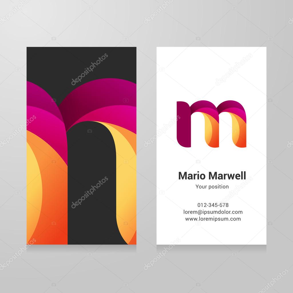 Modern letter m twisted Business card template