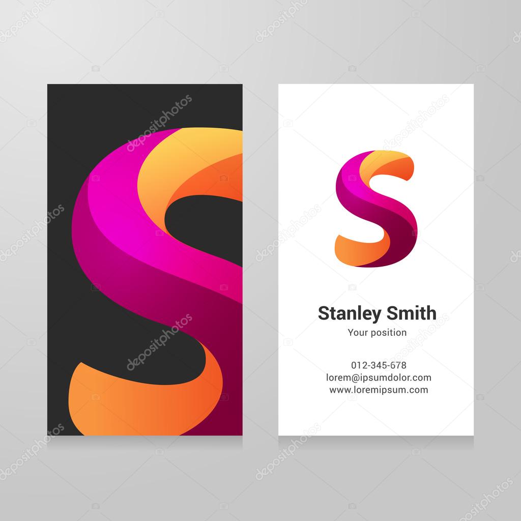 Modern letter s twisted Business card template