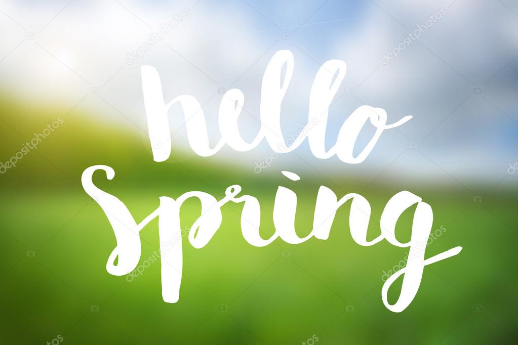 hello spring brushed vector typography poster