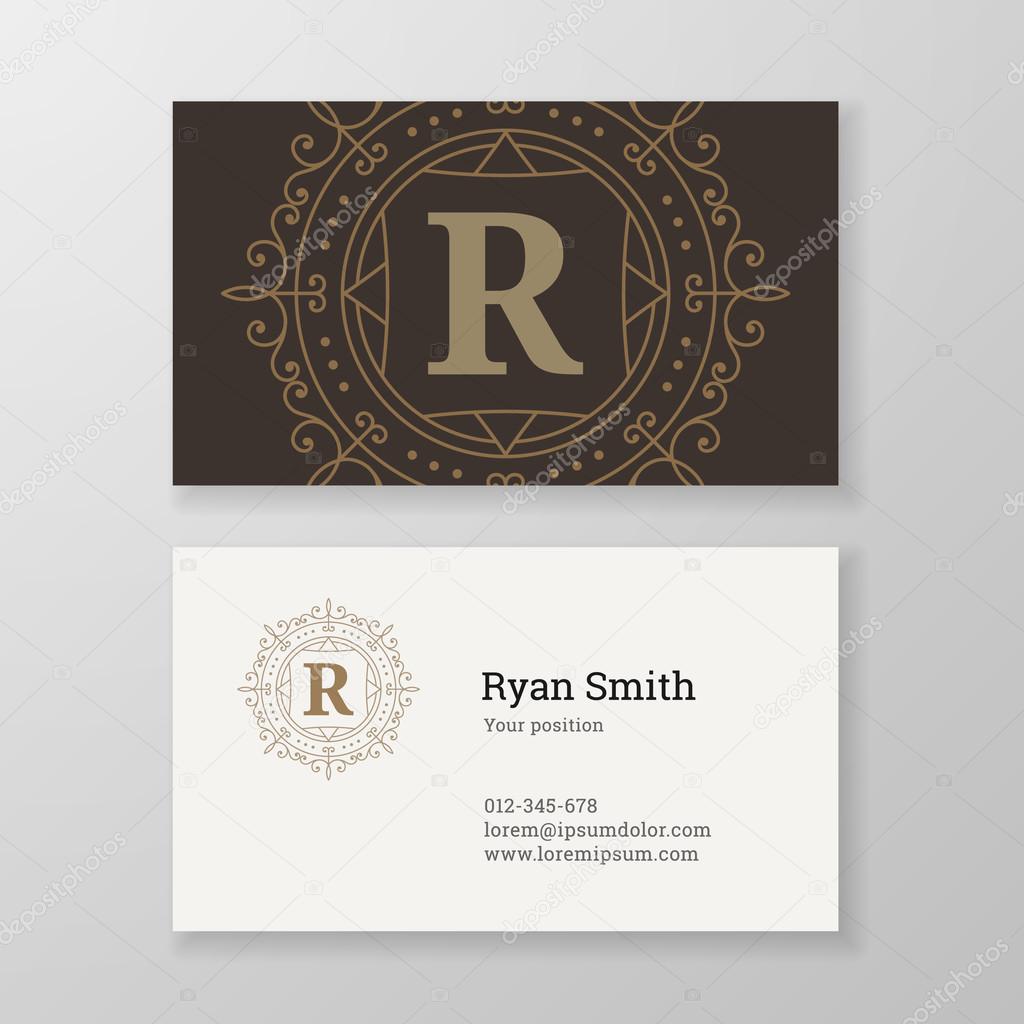Business card monogram emblem letter R template design.