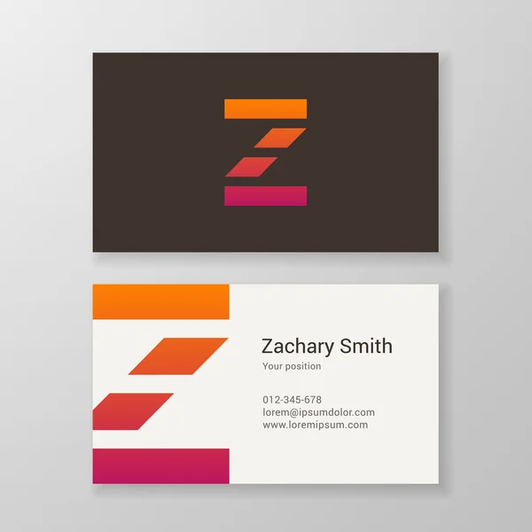 Letter Z stripes Business card template — Stock Vector