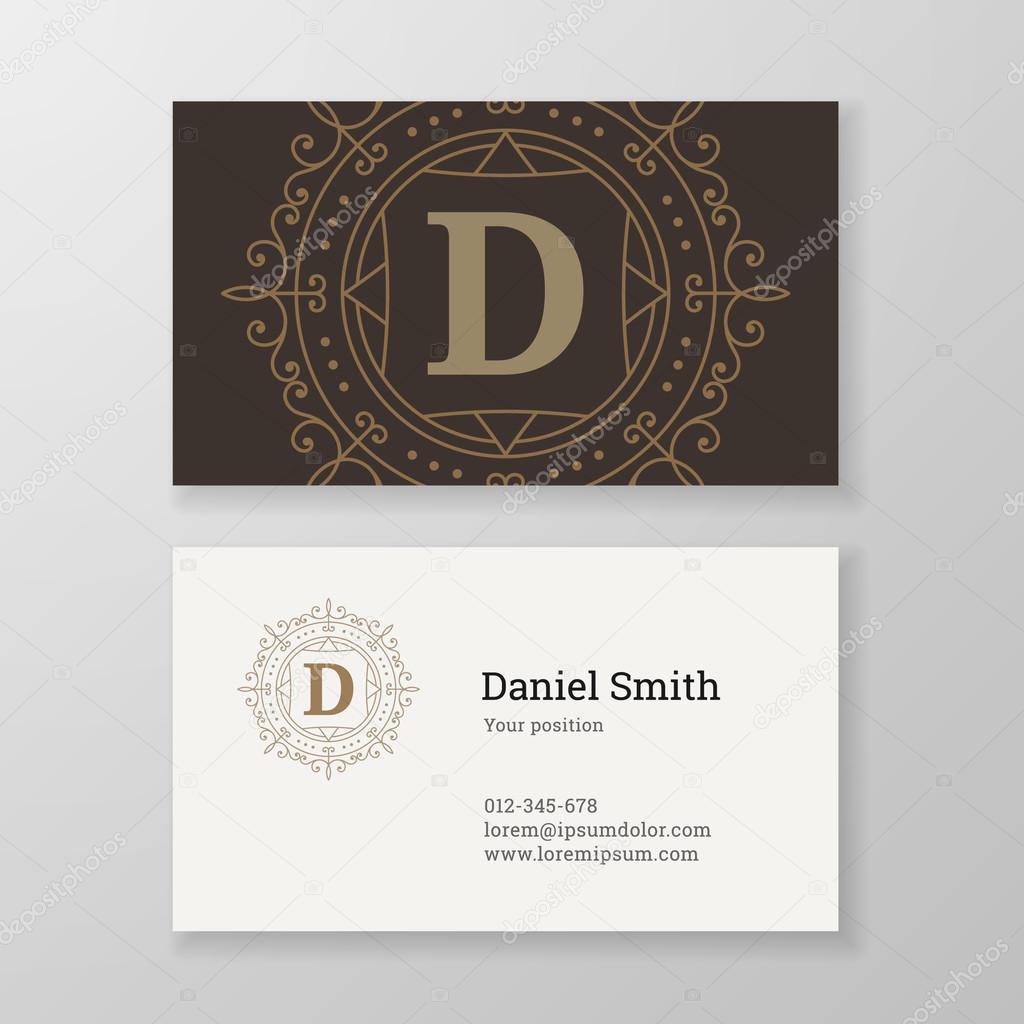 Business card monogram emblem letter D template design.