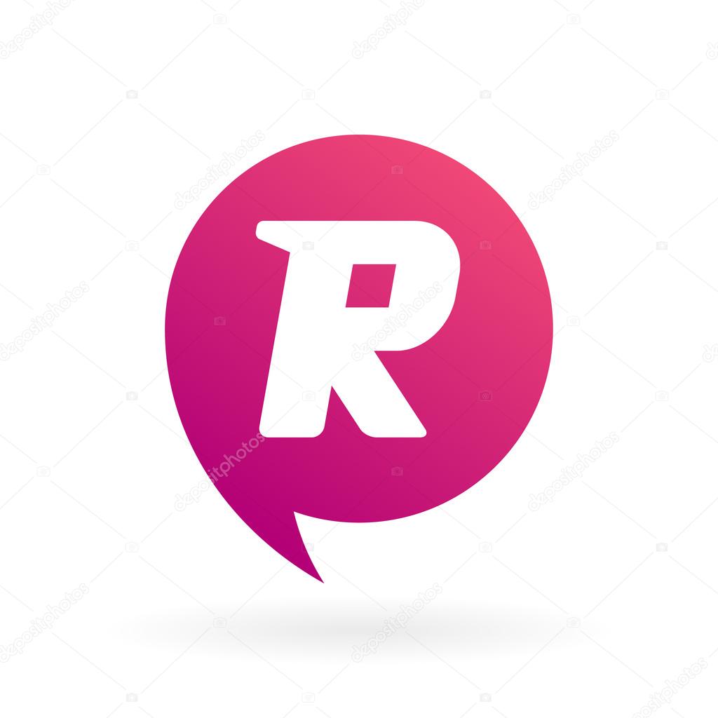 Modern letter R speech bubble logo design icon template. Vector illustration. Good for personal sign, store, business.