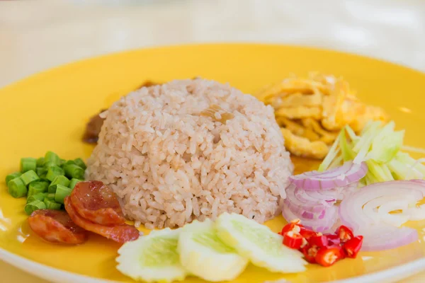 Fried rice with Shrimp paste, Thai style food. Thailand's nation — Stock Photo, Image