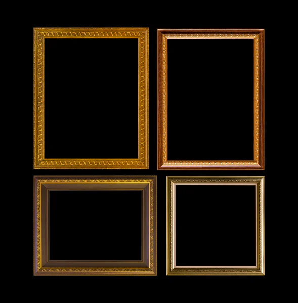 Gold frame Elegant vintage Isolated on black background — Stock Photo, Image