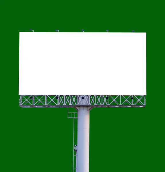 Cartellone bianco pronto per la nuova pubblicità isolare su bac verde — Foto Stock
