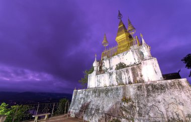 Phu Si Tapınağı Pagoda Luang Pra zamanla twilight adlı bang, Laos