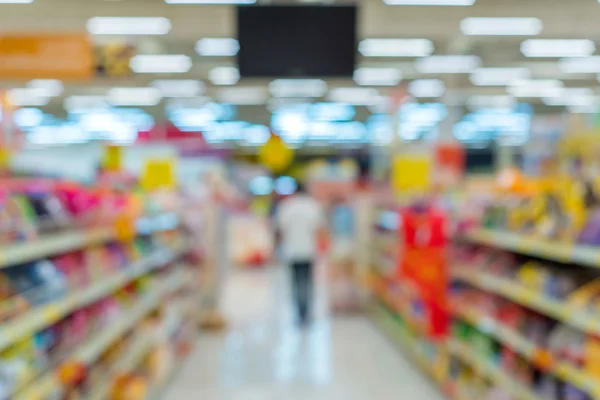 Rozostření úložiště pro nakupování v supermarketu — Stock fotografie