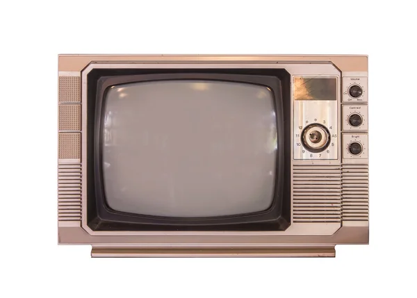 Vintage tv ou televisão isolada no fundo branco — Fotografia de Stock