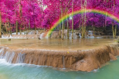 Şelale (Tad Sae şelaleler Luang prabang, L, yağmur ormanlarında