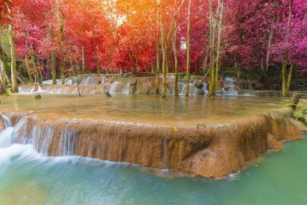 Vízesés esőerdőkben (Tad Sae vízesések, Luang prabang, L — Stock Fotó