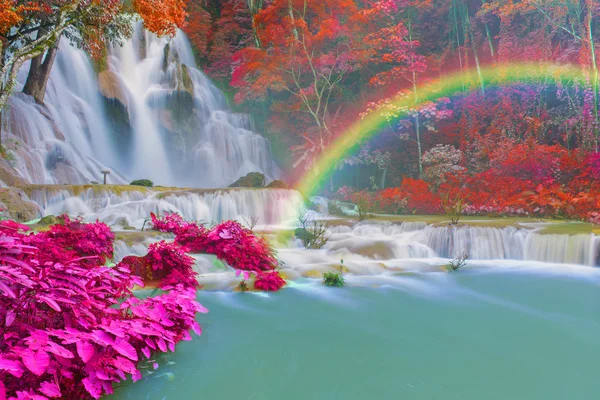 Cascata nella foresta pluviale (Tat Kuang Si Cascate a Luang praba — Foto Stock