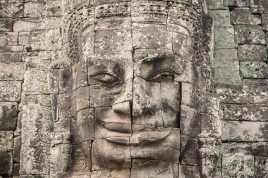 Bayon kale veya Prasat Bayon Khmer tapınakta Angkor, siem biçmek