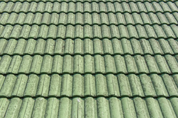 Old green tiles roof texture for background — Stock Photo, Image