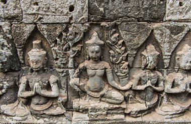 Bayon kale veya Prasat Bayon Khmer tapınakta Angkor, siem biçmek