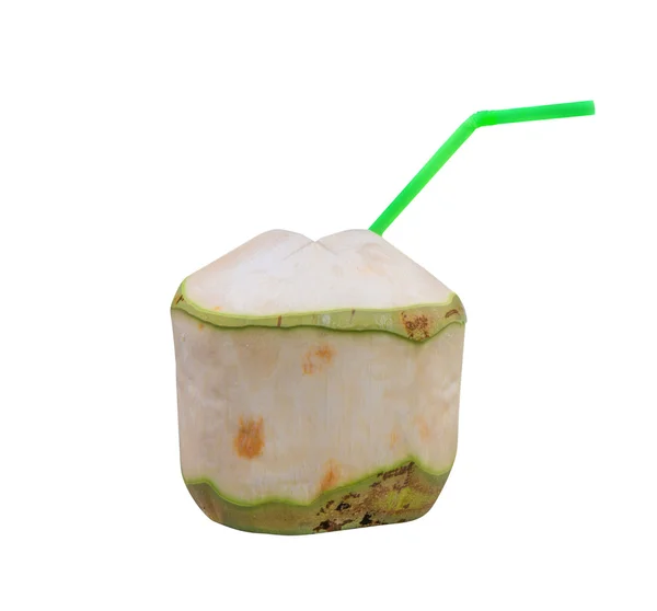 Jugo de coco fresco aislado sobre fondo blanco — Foto de Stock