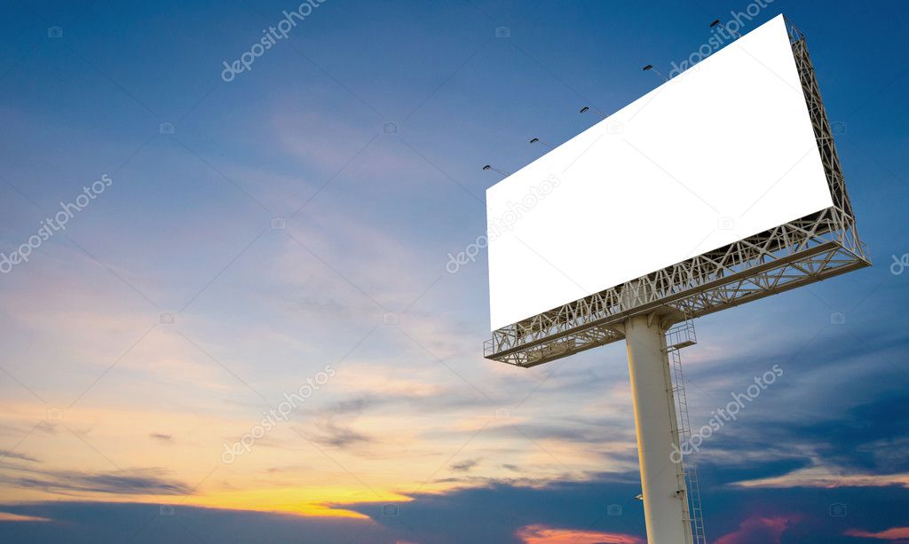 Blank billboard ready for new advertisement with sunset backgrou