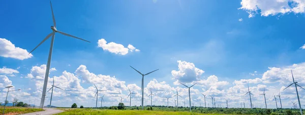 Banner Windkraftanlage Erneuerbare Energiequelle Sommer Mit Blauem Himmel — Stockfoto