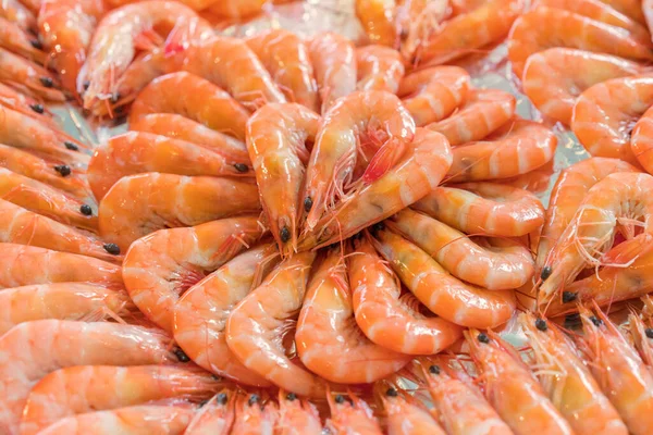 Fresh Delicious Prawns Steamed Shrimp Ready Eat Seafood Thai Food — Stock Photo, Image