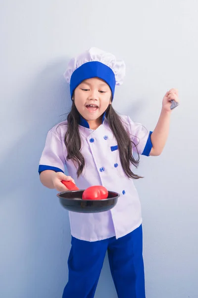 Meninas Felizes Com Sorriso Incrível Roupas Boné Chef Criança Sonha — Fotografia de Stock