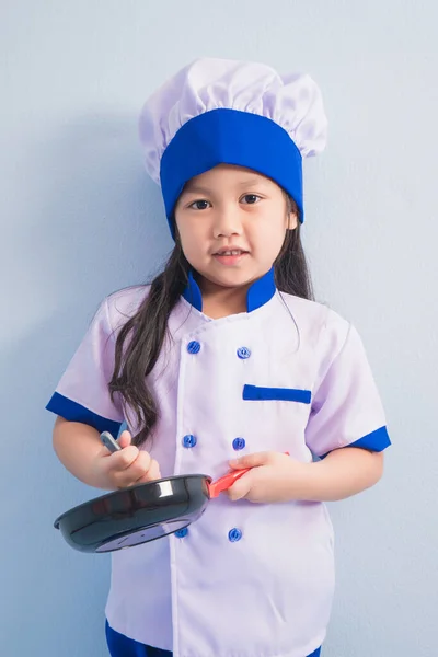 Meninas Felizes Com Sorriso Incrível Roupas Boné Chef Criança Sonha — Fotografia de Stock