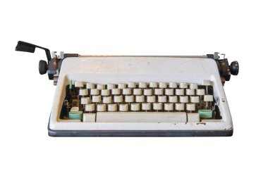Eski daktilo beyaz arkaplanda izole edildi, Vintage biçimi