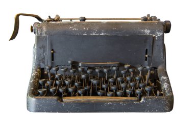 Eski daktilo beyaz arkaplanda izole edildi, Vintage biçimi.