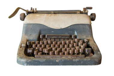 Eski daktilo beyaz arkaplanda izole edildi, Vintage biçimi.