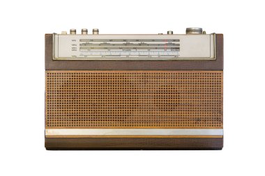 Beyaz arkaplanda eski radyo izolasyonu, Vintage biçimi.