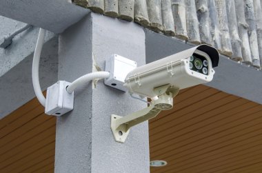 Security CCTV camera and urban video clipart