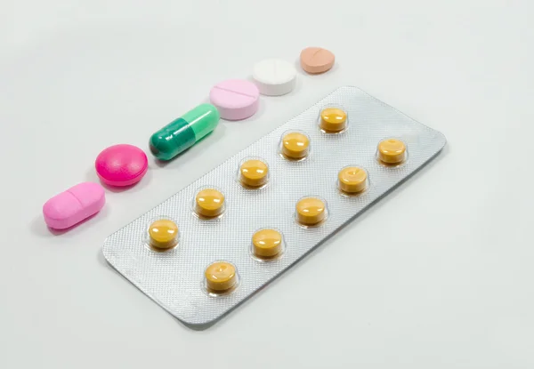Various pills pile of medicine — Stock Photo, Image
