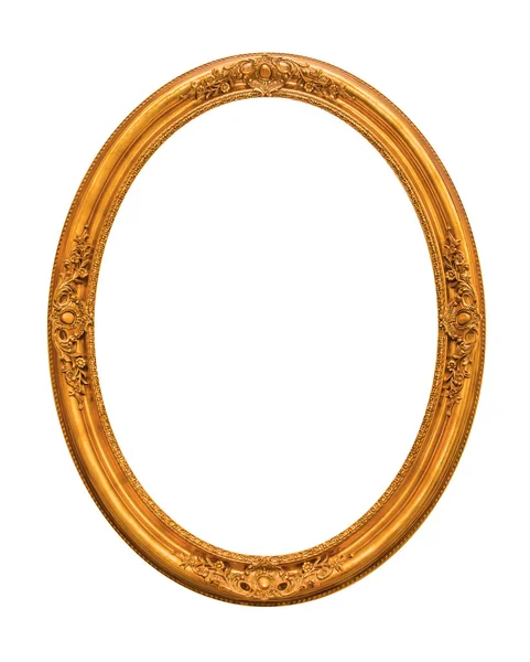 Ornamented gold plated empty picture frame Isolated on white bac — Stock Photo, Image