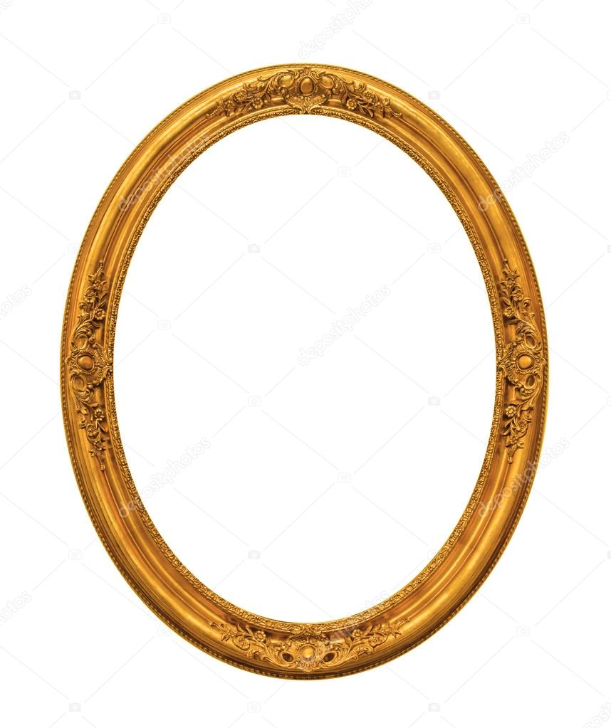Ornamented gold plated empty picture frame Isolated on white bac