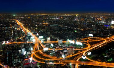  Üstten Görünüm Ekspres karayolu Bangkok Tayland